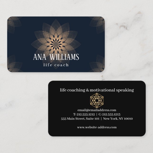 Carte de visite d'enseignant de vie du mandala de  (Devant / Derrière)