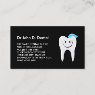 carte de visite dentaire dentiste avec dent heureu