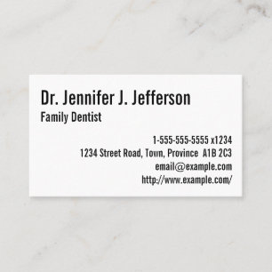 Carte de visite dentaire familial minimaliste