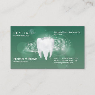 Carte De Visite Dental green Dentist 3D Dents Rendez-vous