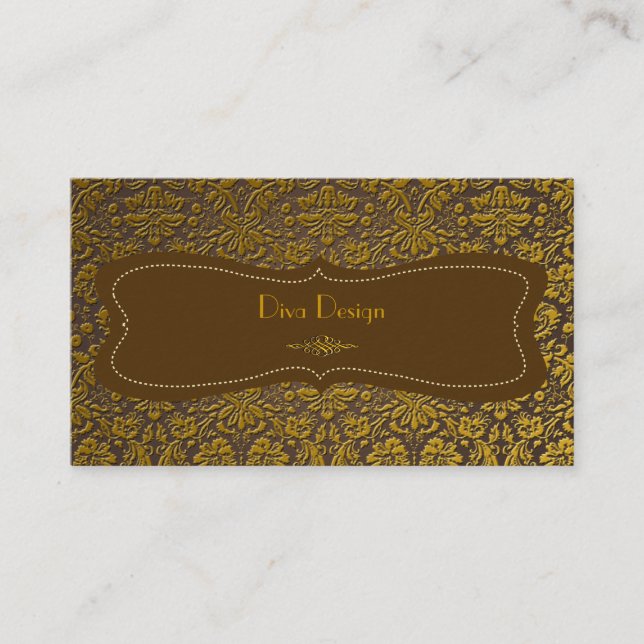 Carte De Visite Dentelle baroque damassé /faux or/châtaignier (Devant)