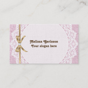 Carte De Visite Dentelle blanche et burlap rose
