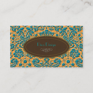 Carte De Visite Dentelle, damas baroque /turquoise/marron