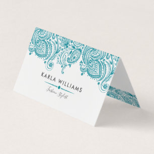 Carte De Visite Dentelle élégante Paisley bleu turquoise