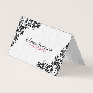 Carte De Visite Dentelle noire blanc Damas