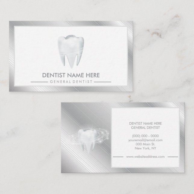 Carte De Visite Dentist Dental Clinique dents blanchissant Smile A (Devant / Derrière)