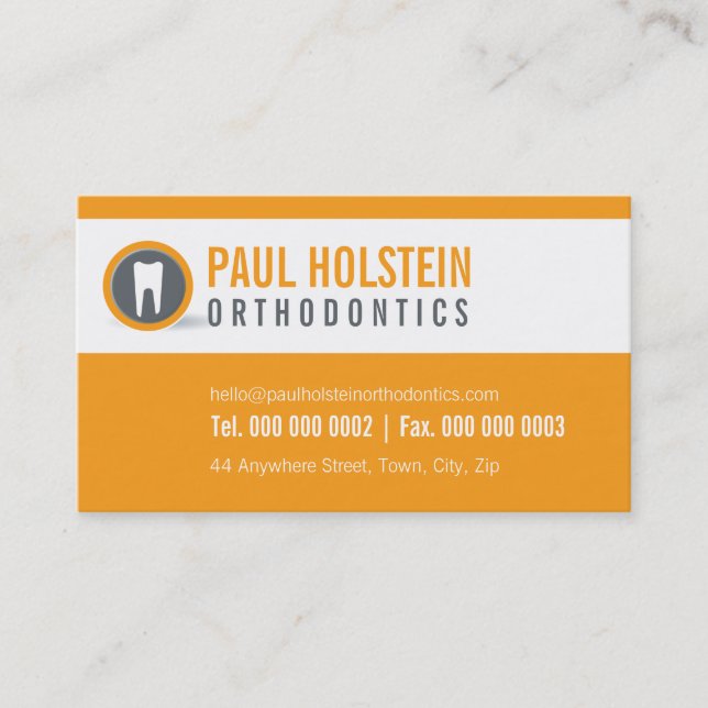 Carte De Visite DENTIST LOGO moderne dentiste logo orange (Devant)