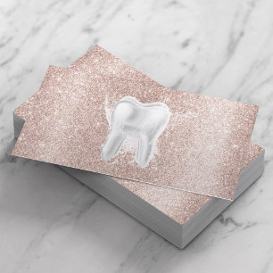 Carte De Visite Dentist Tooth Blush Rose Gold Parties scintillant 