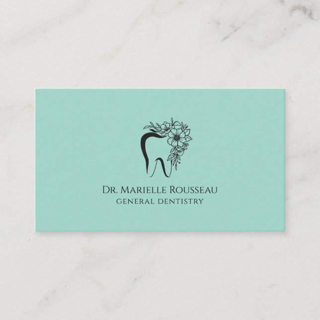 Carte De Visite Dentist Tooth Logo Green Dental Office (Devant)