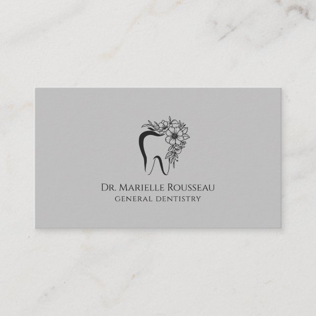 Carte De Visite Dentist Tooth Logo Grey Bureau dentaire (Devant)