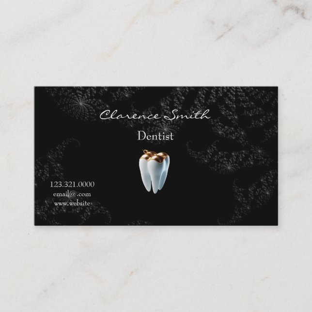 Carte De Visite Dentiste Black Starry Night Gold Tooth (Devant)