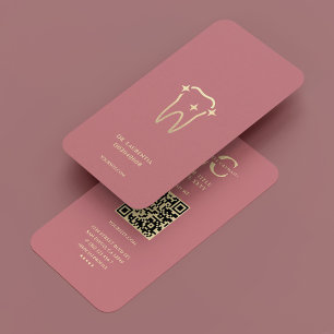 Carte De Visite Dentiste cosmétique Dental Dusty Rose Gold Tooth