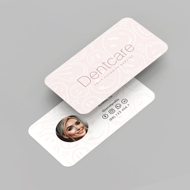 Carte De Visite Dentiste dentaire moderne Orthodontiste Smile rose (Modern Dentist Dental Orthodontist Pink Smile Business Card
)