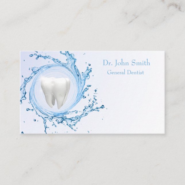 Carte De Visite Dentiste Dental Dental Dental Water Professionnel (Devant)