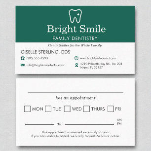 Carte De Visite Dentiste Dentiste Dentisté Rappel