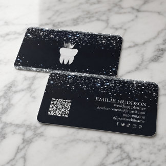 Carte De Visite Dentiste Élégant à Étincelles | Soins Dentaires Mo