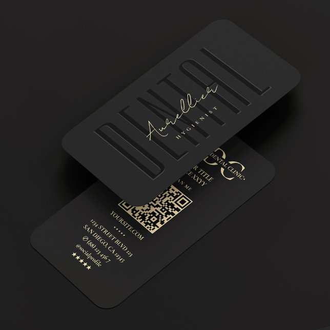 Carte De Visite Dentiste hygiéniste dentaire Orthodontiste moderne (Dental Hygienist Dentist Orthodontist Modern Black)