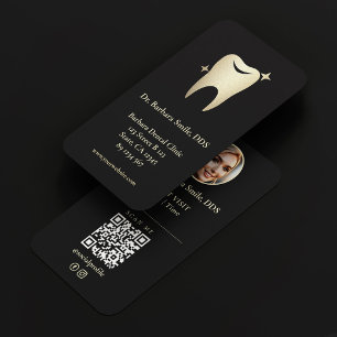 Carte De Visite Dentiste Implant dentaire Cosmétique Élégant Black