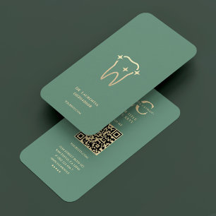 Carte De Visite Dentiste moderne Dental Dusty Turquoise Gold Tooth