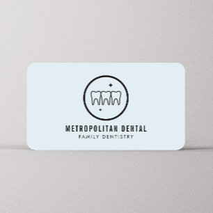 Carte De Visite Dentiste moderne Dents Logo noir sur bleu