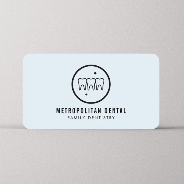 Carte De Visite Dentiste moderne Dents Logo noir sur bleu (Créateur téléchargé)