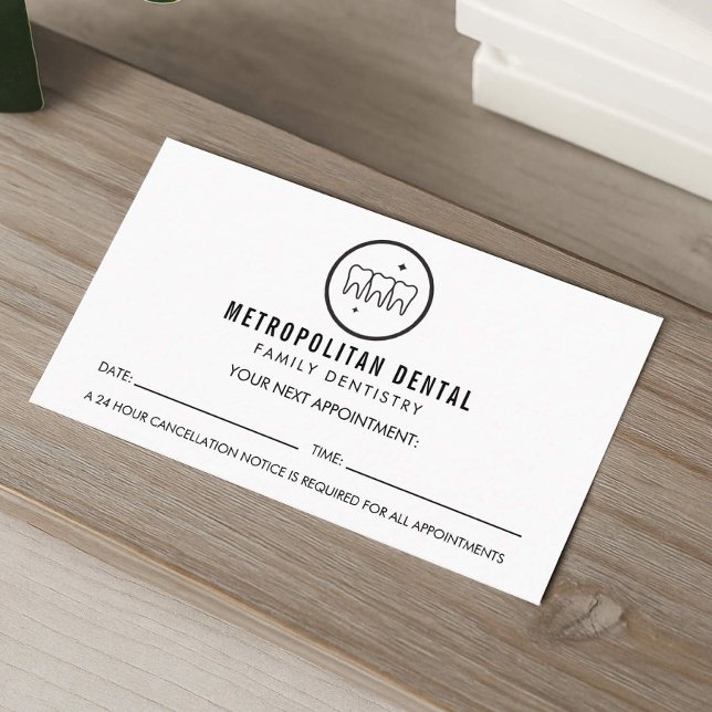 Carte De Visite Dentiste moderne dents Noir Logo Rendez-vous (Créateur téléchargé)