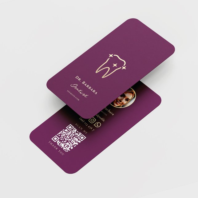 CARTE DE VISITE DENTISTE MODERNE ORTHODONTISTE LUXUEUX PURPLE OR (Créateur téléchargé)