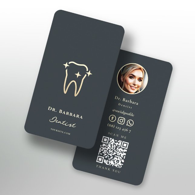 CARTE DE VISITE DENTISTE ORTHODONTISTE D'OR MODERNE (MODERN DENTIST ORTHODONTIST GOLD TOOTH DENTISTRY BUSINESS CARD
)