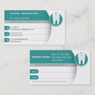 Carte De Visite Dentiste pédiatrique   Pratique dentaire