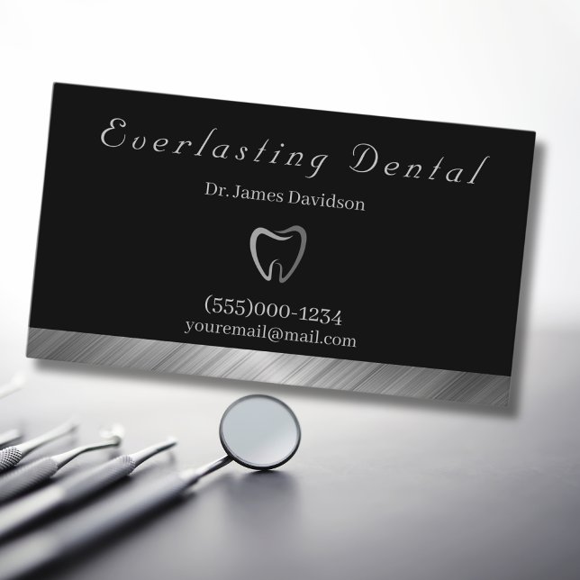 Carte De Visite Dentiste professionnel luxueux pour dents en argen (Créateur téléchargé)