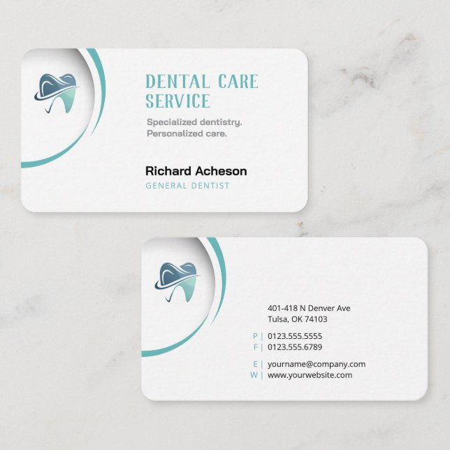 Carte De Visite Dentiste professionnel | Service de soins dentaire (Devant / Derrière)
