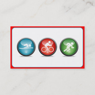 Carte de visite d'entraîneur de triathlon (rouge)