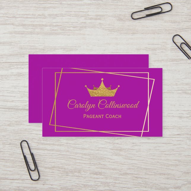 Carte de visite d'entraîneur Magenta et Gold Pagea (Devant/Arrière en situation)