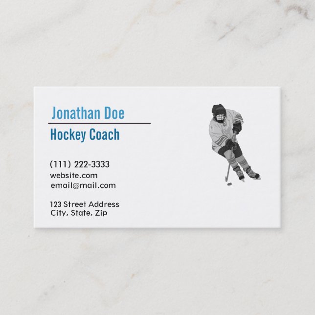 Carte de visite d'entraîneurs de hockey (Devant)