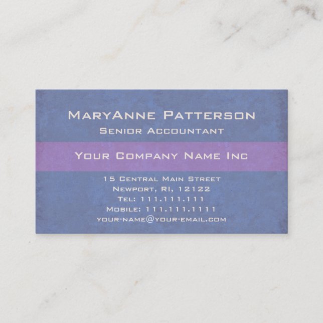 Carte De Visite D'entreprise italien bleu de PurpleTextured (Devant)