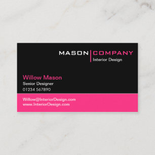 Carte de visite d'entreprise noir et rose