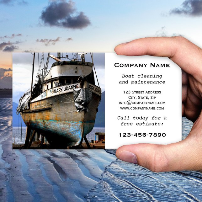 Carte de visite d'entretien de nettoyage de bateau (Business card for a company specialized in maintenance and cleaning of boats)