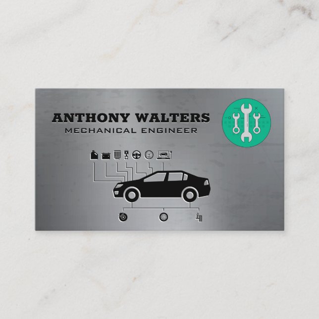 Carte De Visite Dépouille | Metallique | Diagramme automobile (Devant)