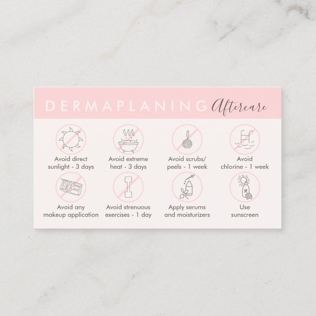 Carte De Visite Dermaplanage rose beige post-soins (Dos)
