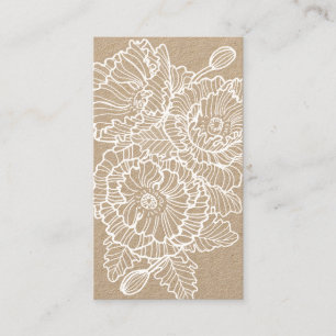 Carte De Visite Des coquelicots de fleurs Lineares blancs sur du p