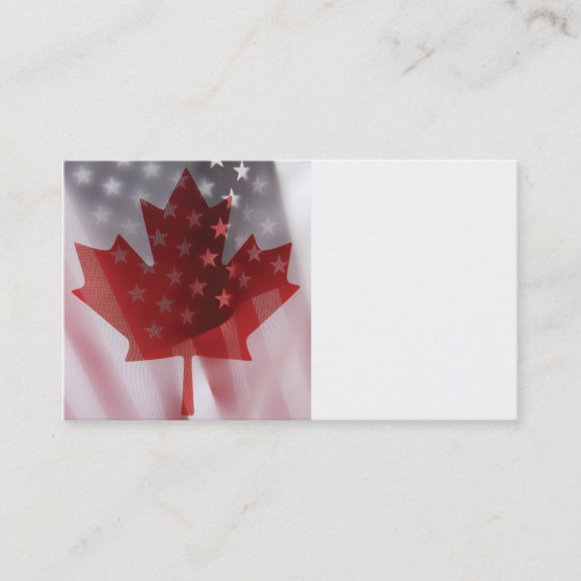 carte de visite des drapeaux américains et canadie (Devant)