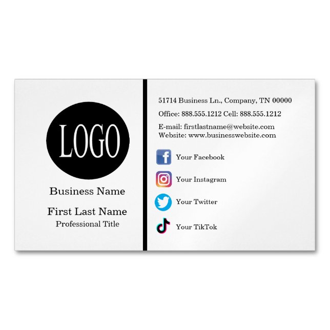 Carte de visite des icônes des médias sociaux Magn (devant)