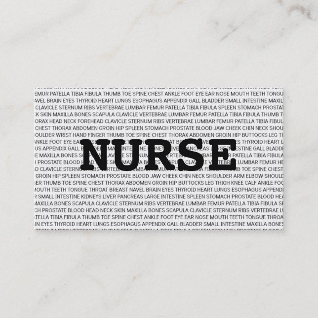 Carte de visite des mots Médicales infirmière (Devant)