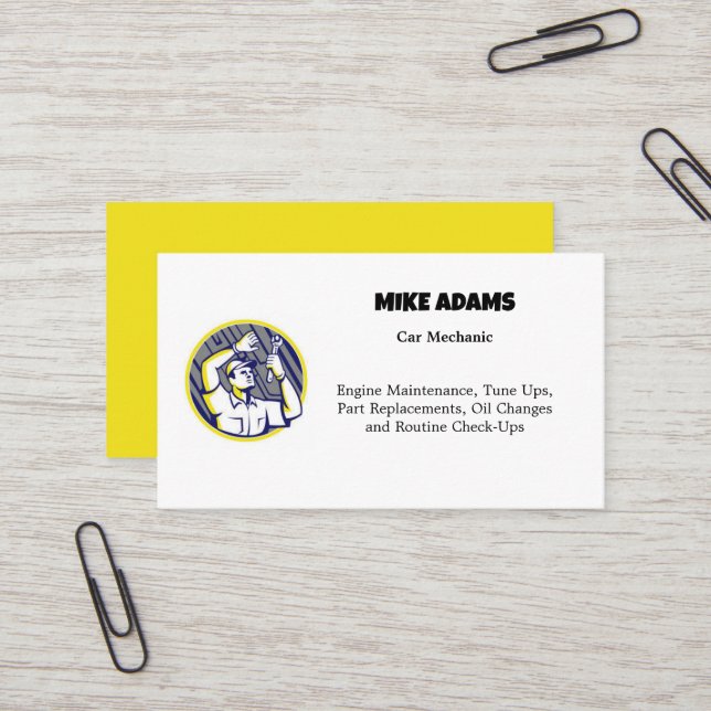 Carte de visite des services de mécanique automobi (Devant/Arrière en situation)