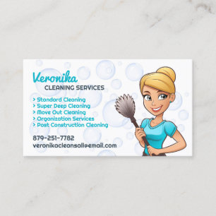 Carte de visite des services de nettoyage domestiq