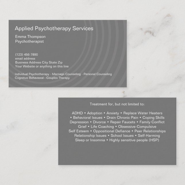 Carte de visite des services de psychothérapie cli (Devant / Derrière)
