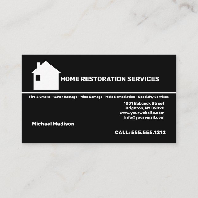 Carte de visite des services de restauration à dom (Devant)