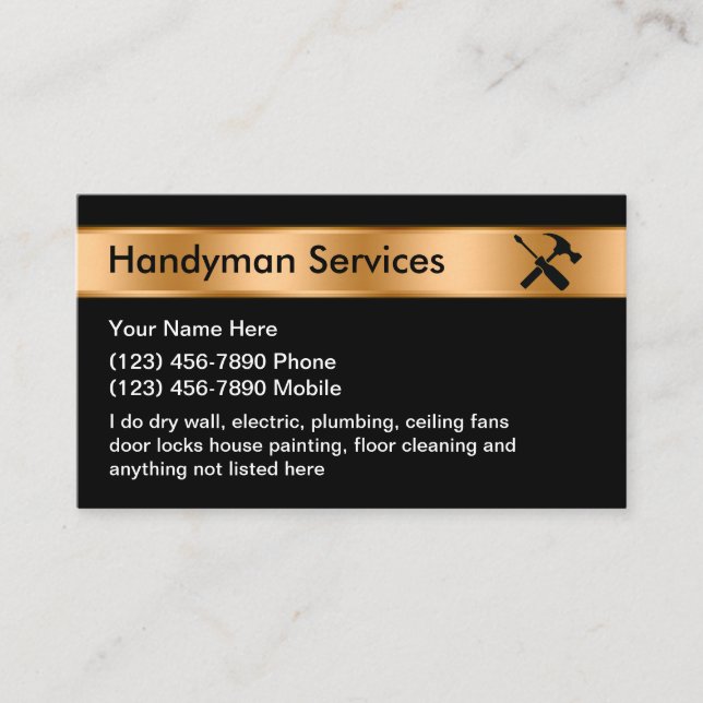 Carte de visite des services Handyman Classy (Devant)