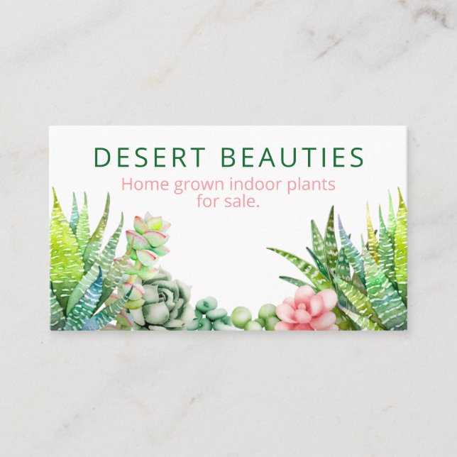 Carte De Visite Des succulents du désert font maison des Plantes i (Devant)