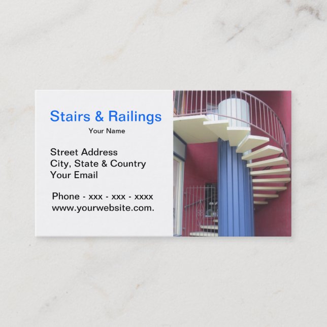 Carte de visite d'escaliers et de balustrades (Devant)